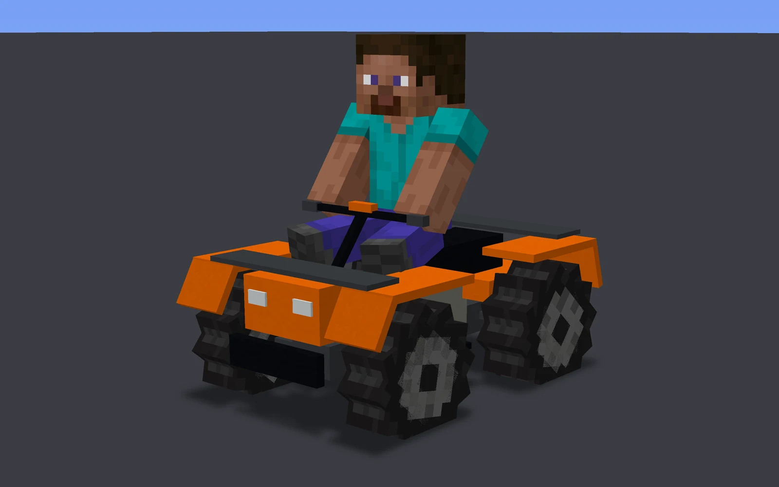 The ServerGames ATV with the rider on the seat holding the handlebar