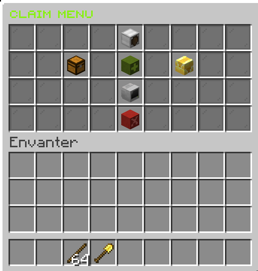 The /claim main menu