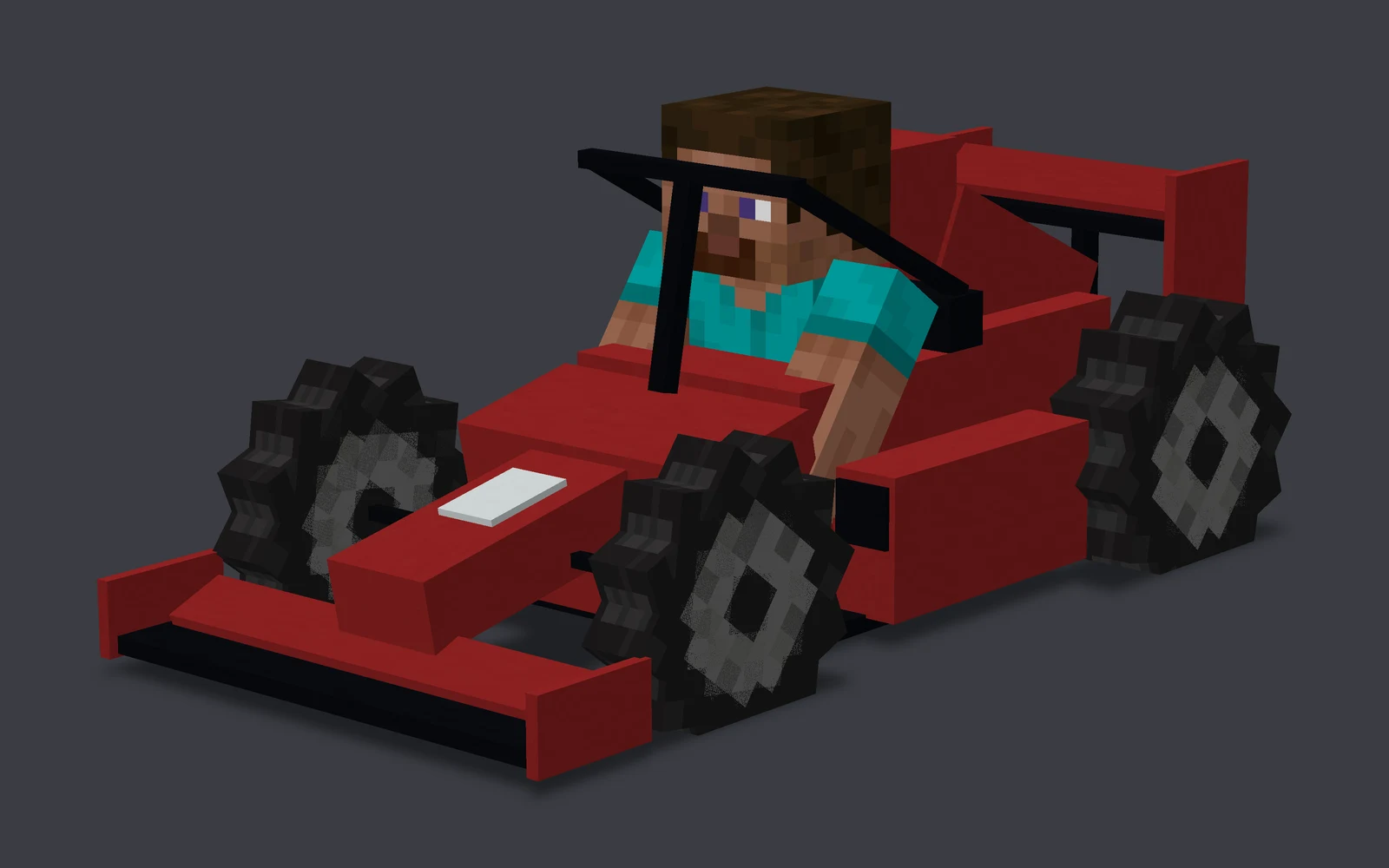 The ServerGames F1 car with the driver in the cockpit under the halo