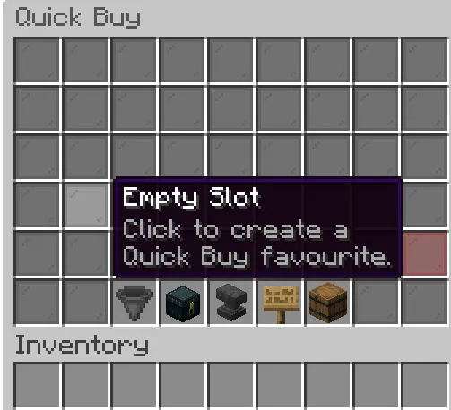 The Quick Buy favourites grid