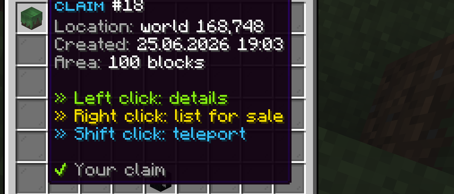 A claim entry tooltip