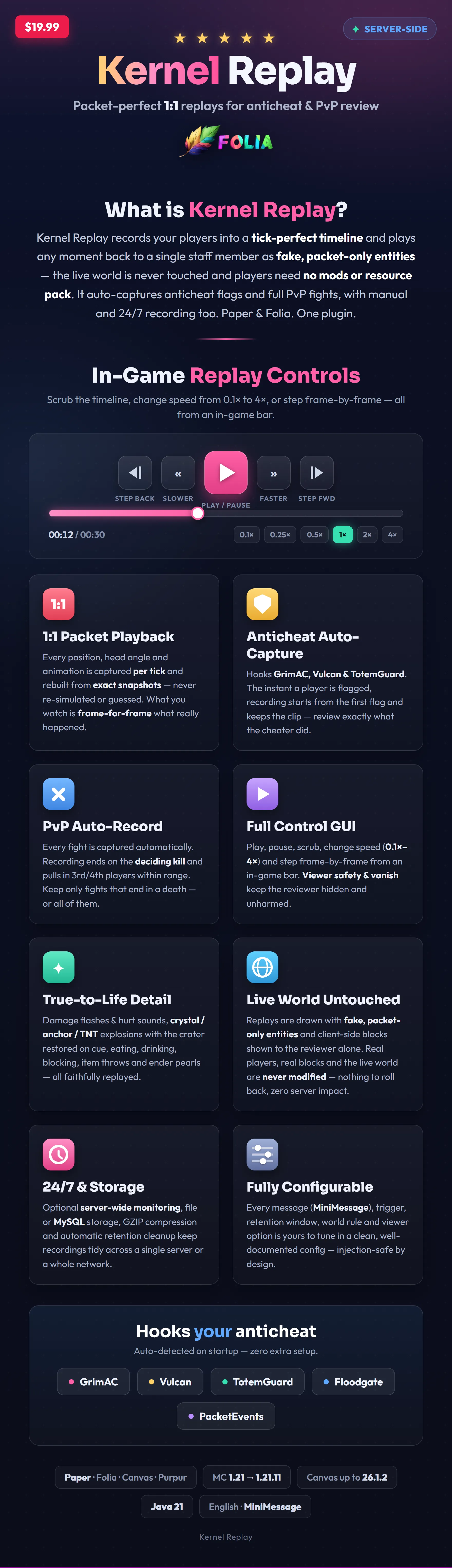 Kernel Replay feature overview and in-game replay controls