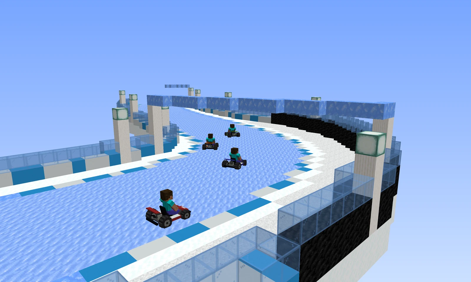 A corner of an ICE circuit with karts