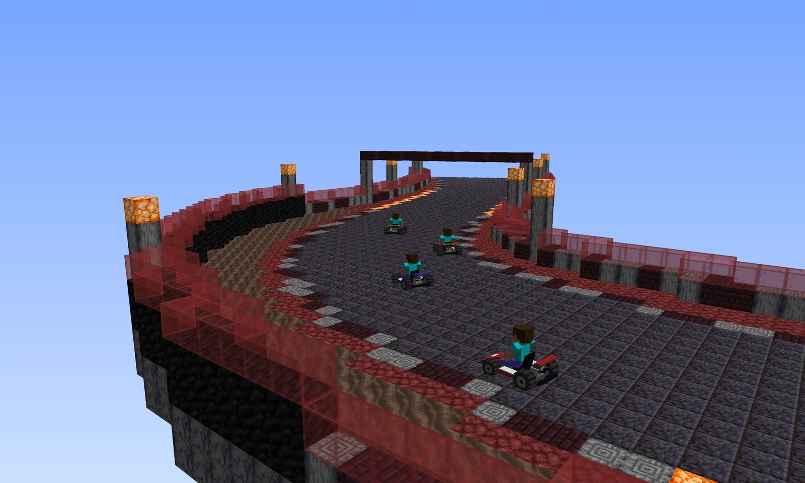A corner of a NETHER circuit with karts